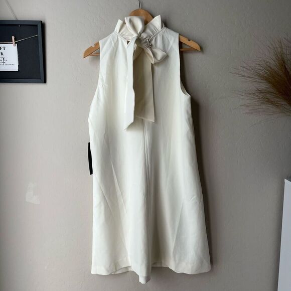 NEW Tuckernuck Dress Bow Back Blythe White Sleeveless Mini Dress Size L - Picture 6 of 11
